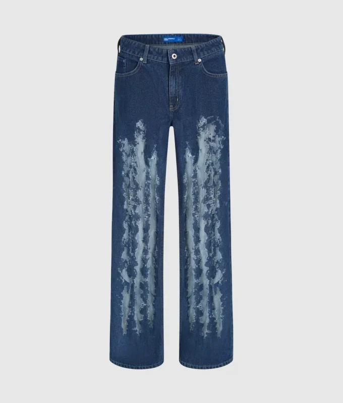 Lässige Jeans mit mittlerer Leibhöhe und Used-Look