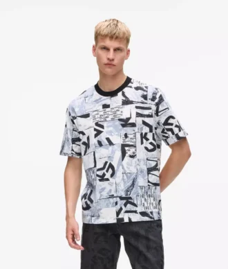 Lässiges T-Shirt mit durchgehendem Monogramm-Print Lässiges T-Shirt mit durchgehendem Monogramm-Print