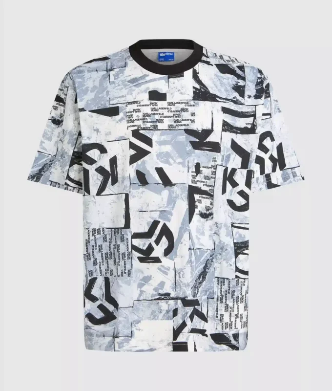 Lässiges T-Shirt mit durchgehendem Monogramm-Print