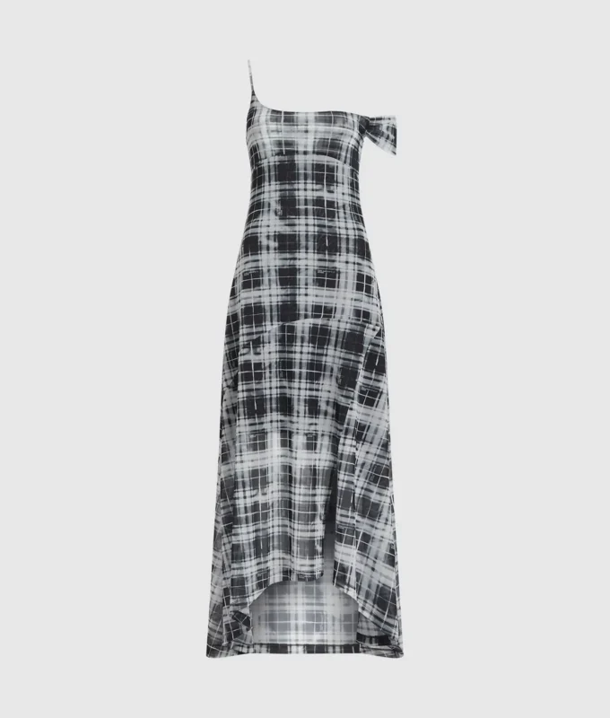 Maxikleid aus kariertem Mesh Maxikleid aus kariertem Mesh