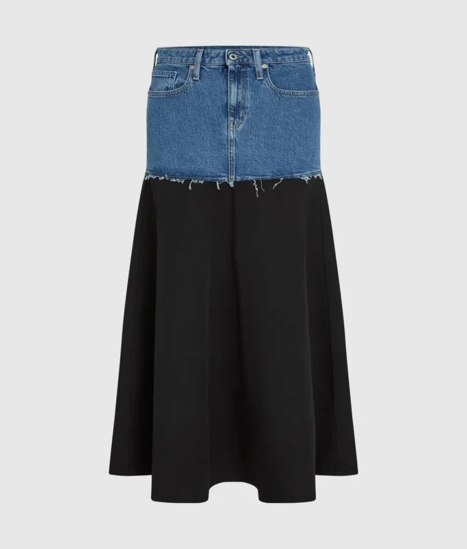 Maxirock mit Denim-Einsatz Maxirock mit Denim-Einsatz