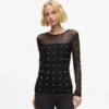 Mesh-Oberteil mit Strass-Autogramm Mesh-Oberteil mit Strass-Autogramm