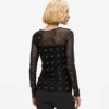 Mesh-Oberteil mit Strass-Autogramm Mesh-Oberteil mit Strass-Autogramm
