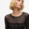 Mesh-Oberteil mit Strass-Autogramm Mesh-Oberteil mit Strass-Autogramm