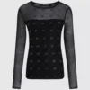 Mesh-Oberteil mit Strass-Autogramm Mesh-Oberteil mit Strass-Autogramm
