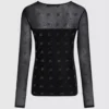 Mesh-Oberteil mit Strass-Autogramm Mesh-Oberteil mit Strass-Autogramm