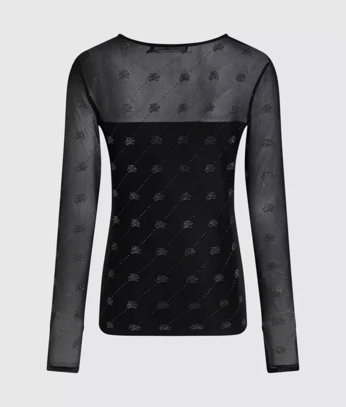 Mesh-Oberteil mit Strass-Autogramm Mesh-Oberteil mit Strass-Autogramm
