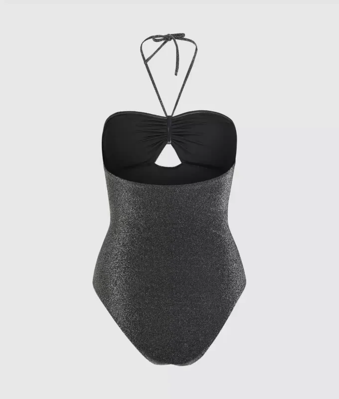 Metallischer Badeanzug mit Neckholder Metallischer Badeanzug mit Neckholder