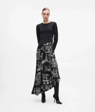 Midi-Kleid mit Paris-Skizzen