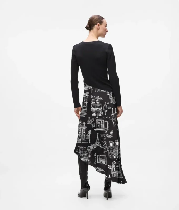 Midi-Kleid mit Paris-Skizzen Midi-Kleid mit Paris-Skizzen