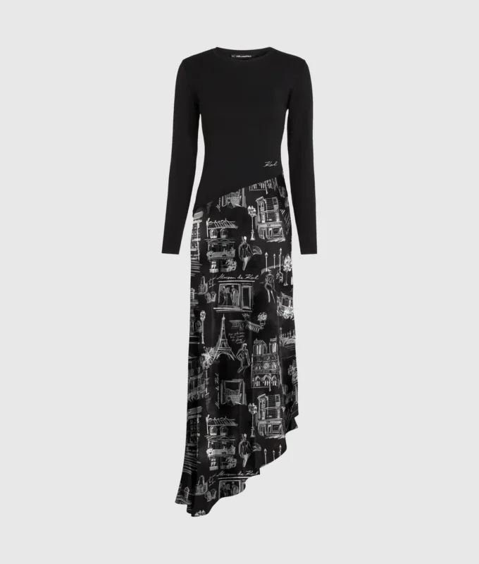 Midi-Kleid mit Paris-Skizzen Midi-Kleid mit Paris-Skizzen