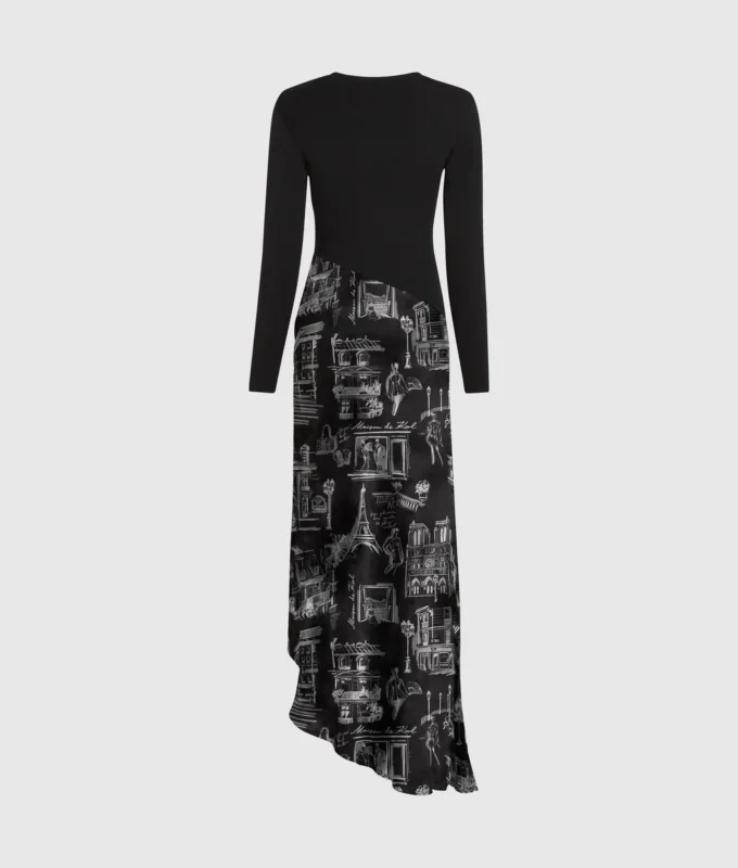 Midi-Kleid mit Paris-Skizzen Midi-Kleid mit Paris-Skizzen
