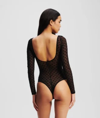 MONOGRAMM-BODY MIT LANGEN ÄRMELN AUS MESH