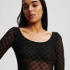 MONOGRAMM-BODY MIT LANGEN ÄRMELN AUS MESH