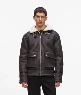 Monogramm-Lammfelljacke
