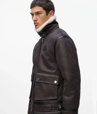 Monogramm-Lammfelljacke