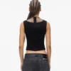 Oberteil mit V-Ausschnitt und Strass-Mesh