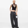 Oberteil mit V-Ausschnitt und Strass-Mesh