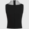 Oberteil mit V-Ausschnitt und Strass-Mesh