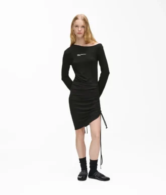 Off-Shoulder-Kleid mit Kordelzug