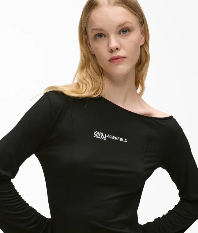 Off-Shoulder-Kleid mit Kordelzug
