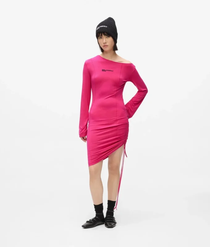 Off-Shoulder-Kleid mit Kordelzug