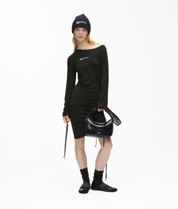 Off-Shoulder-Kleid mit Kordelzug