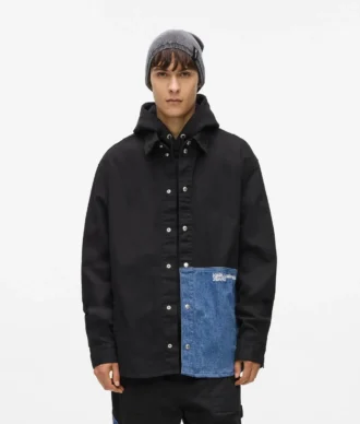 Overshirt mit Denim-Einsätzen