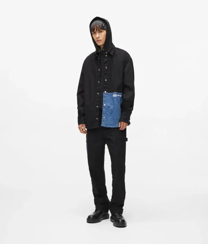 Overshirt mit Denim-Einsätzen Overshirt mit Denim-Einsätzen
