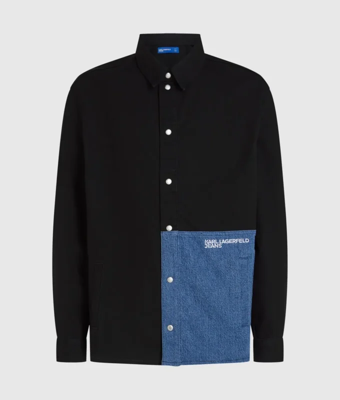 Overshirt mit Denim-Einsätzen Overshirt mit Denim-Einsätzen