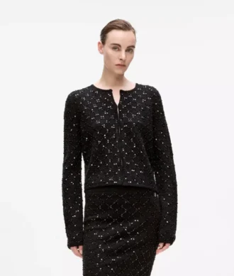 Pailletten-Strickjacke
