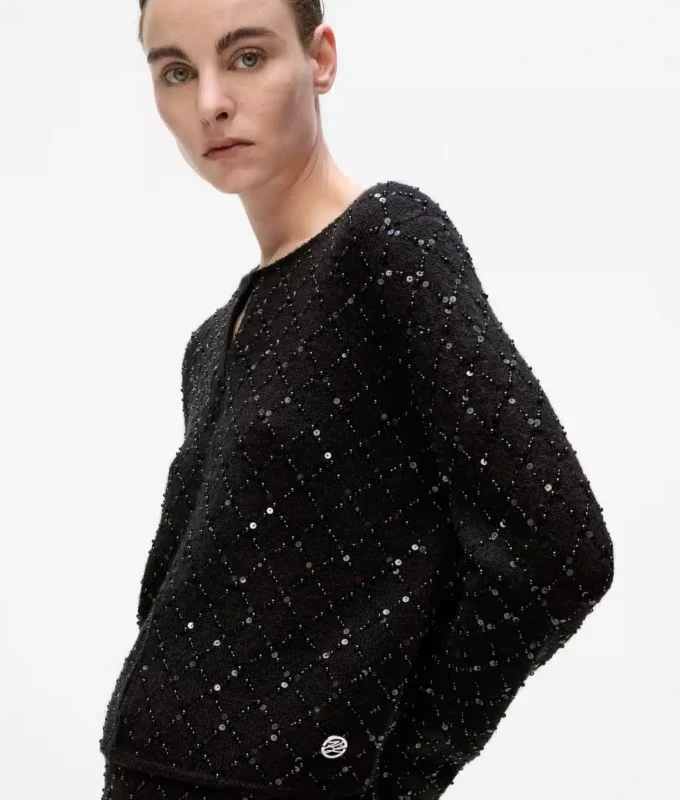 Pailletten-Strickjacke Pailletten-Strickjacke
