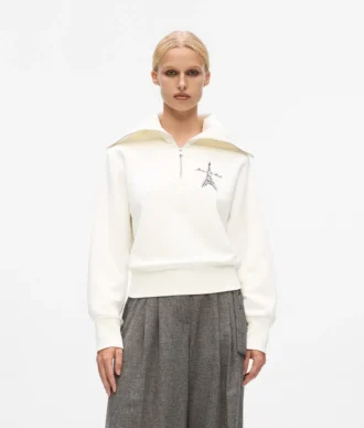 Paris Sketch Sweatshirt mit halbem Reißverschluss Paris Sketch Sweatshirt mit halbem Reißverschluss