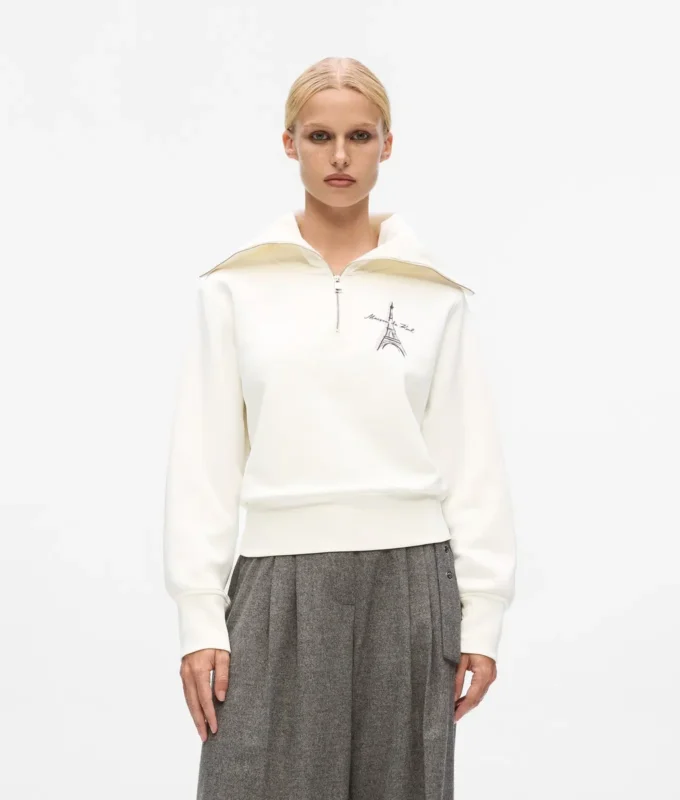 Paris Sketch Sweatshirt mit halbem Reißverschluss Paris Sketch Sweatshirt mit halbem Reißverschluss