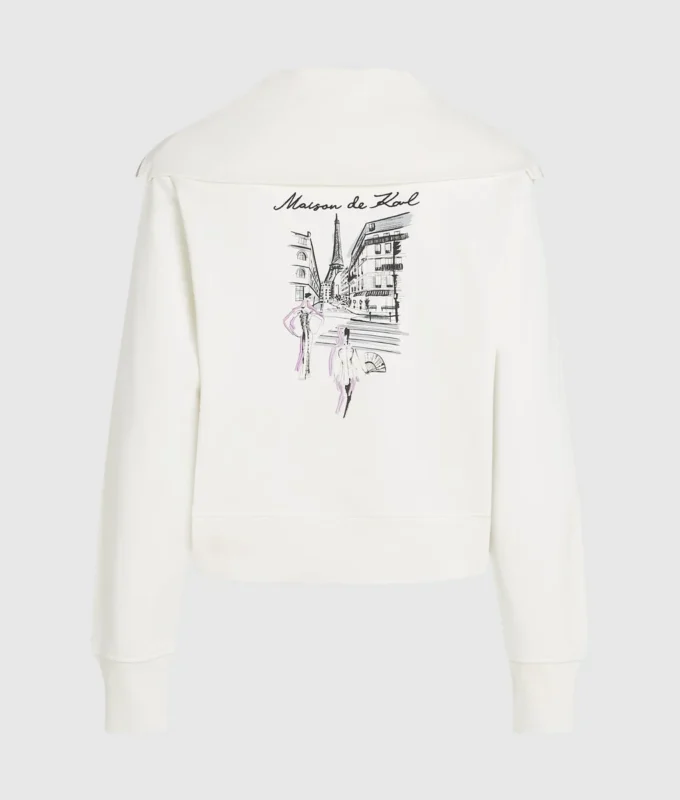 Paris Sketch Sweatshirt mit halbem Reißverschluss Paris Sketch Sweatshirt mit halbem Reißverschluss