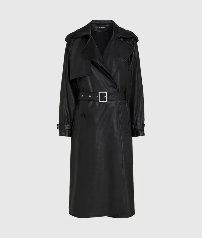 Perforierter Trenchcoat aus Kunstleder