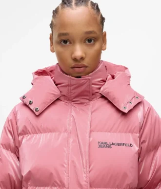 Perlmuttfarbene Pufferjacke