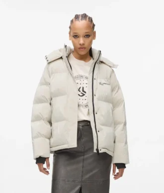 Perlmuttfarbene Pufferjacke