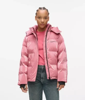 Perlmuttfarbene Pufferjacke