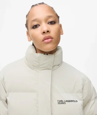Perlmuttfarbene Pufferjacke