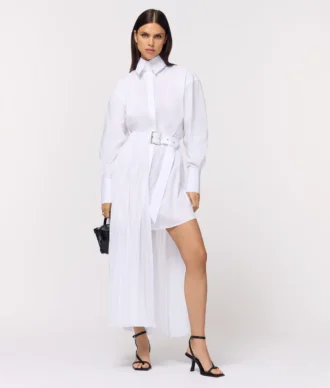 Plissee-Einsatz-Hemdkleid