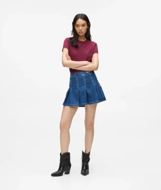 Plissierter Minirock aus Denim Plissierter Minirock aus Denim