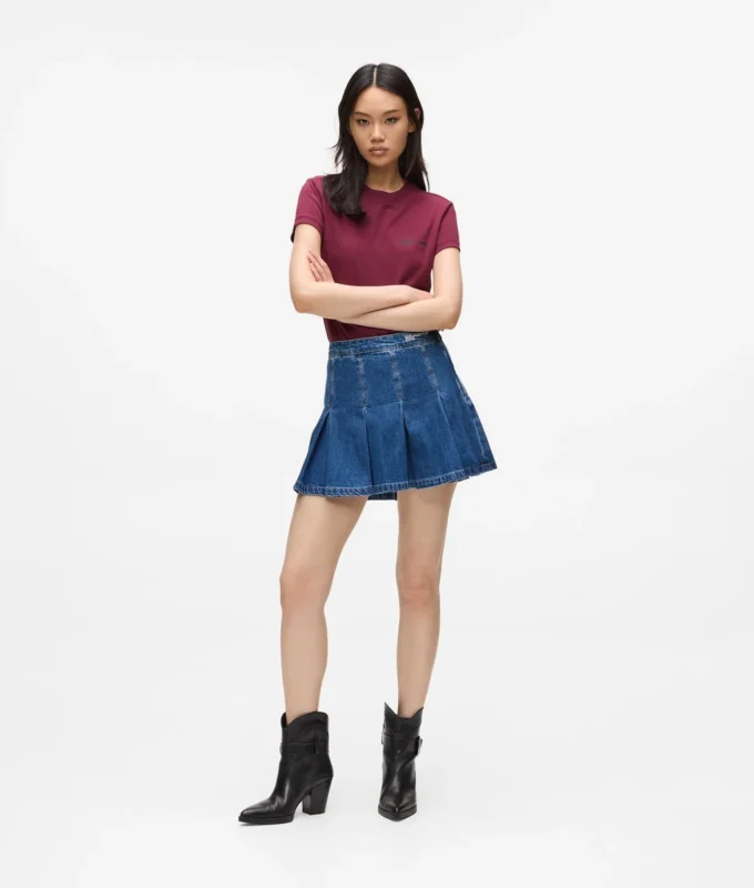 Plissierter Minirock aus Denim Plissierter Minirock aus Denim