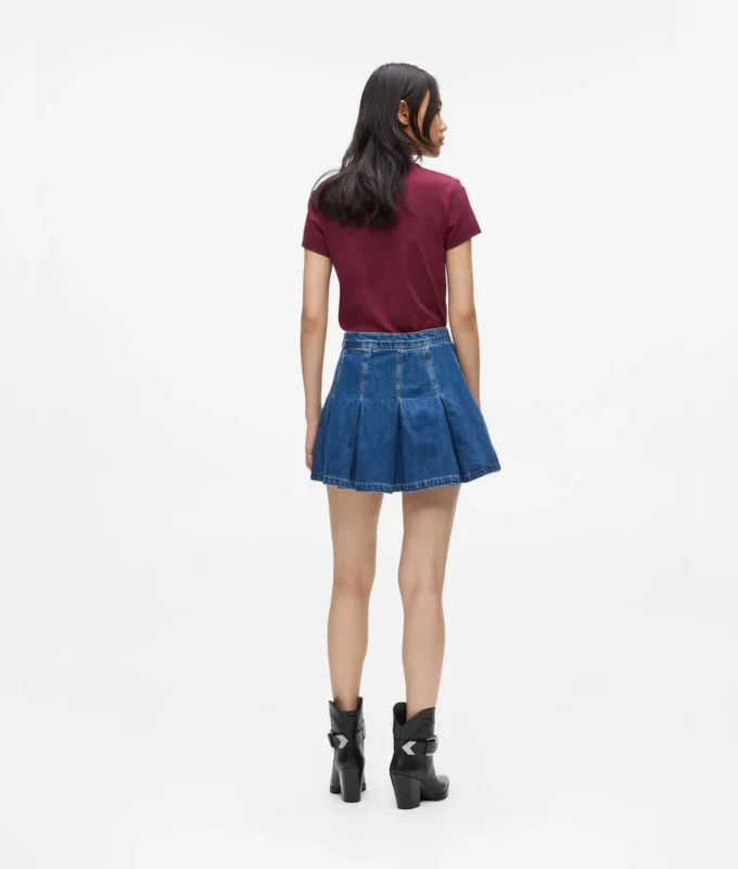 Plissierter Minirock aus Denim Plissierter Minirock aus Denim