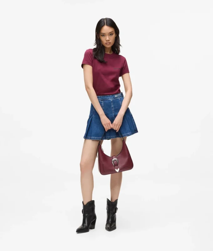 Plissierter Minirock aus Denim Plissierter Minirock aus Denim