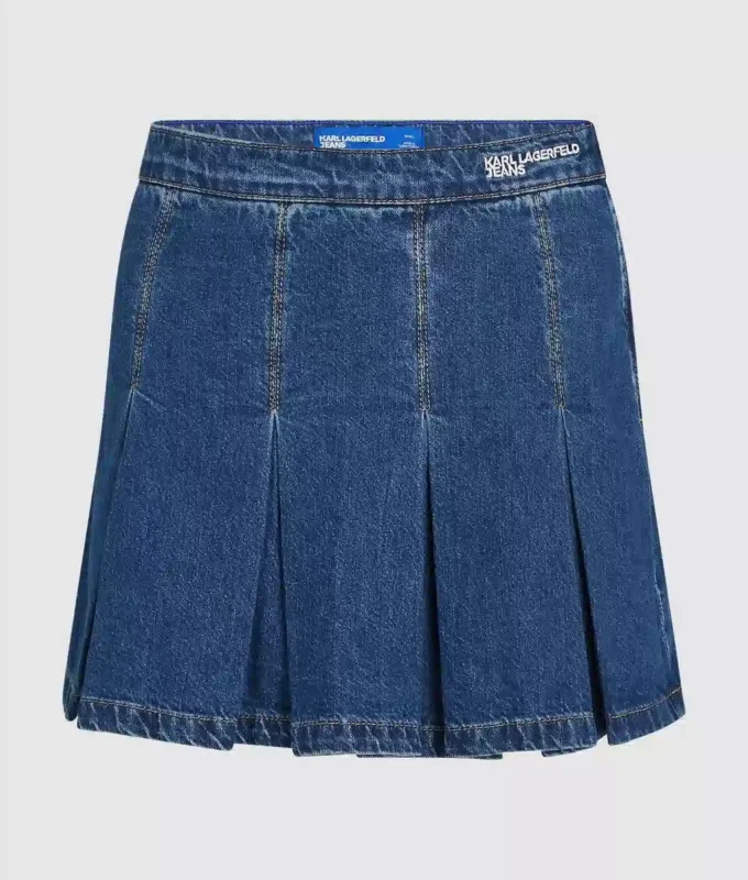 Plissierter Minirock aus Denim Plissierter Minirock aus Denim