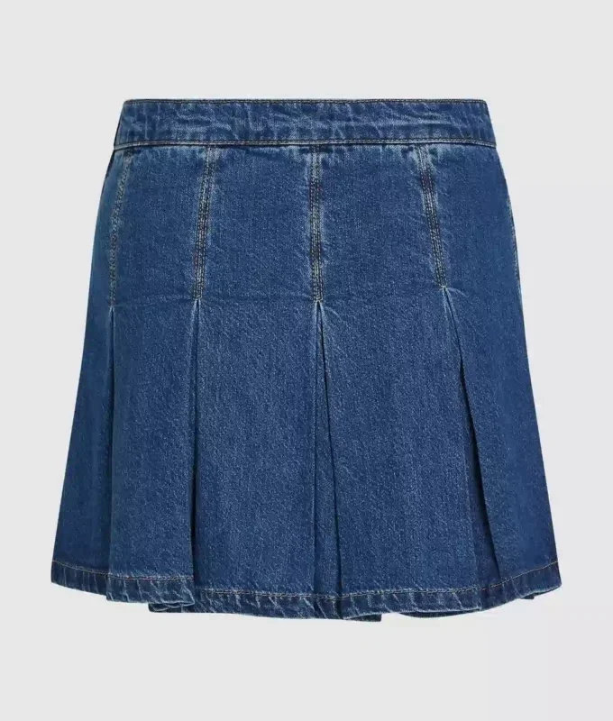 Plissierter Minirock aus Denim Plissierter Minirock aus Denim