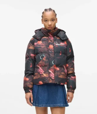Pufferjacke mit Allover-Print