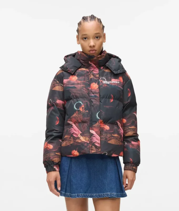 Pufferjacke mit Allover-Print