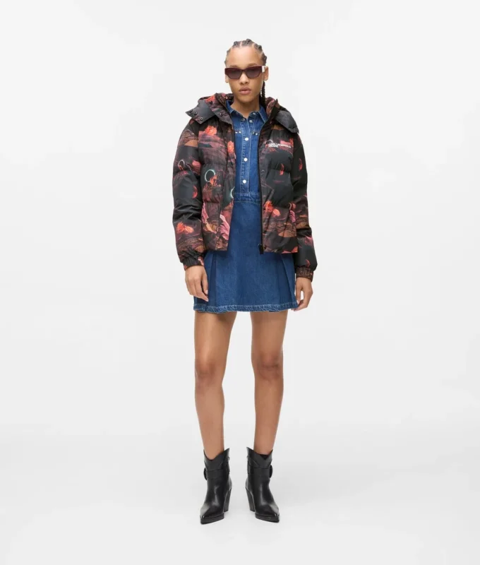 Pufferjacke mit Allover-Print